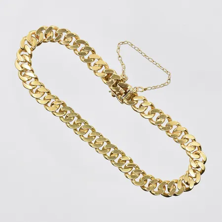 Armband Pansar Bolidenguld längd 18 cm, bredd 6 mm, säkerhetskedja, 18K Vikt: 21,9 g