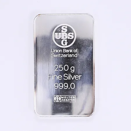 Silvertacka Union Bank of Switzerland, 999/1000, 250g Vikt: 250 g