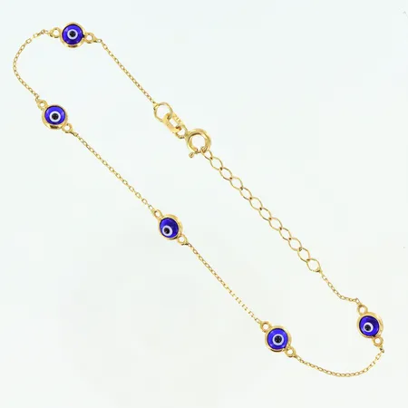 Armband längd 17-19,5cm, integrerade glasstenar "ögon" längd, bredd 1-4,5mm, 21K Vikt: 1,8 g