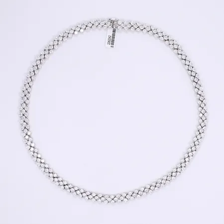 Halscollier GHA med vita stenar, 45cm, bredd 8mm, kistlås, silver 925/1000, Bruttovikt: 45,3 Vikt: 45,3 g