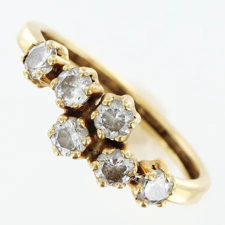 Ring stl:16½ bredd 2-6,5mm, vita stenar, 14K Vikt: 1,1 g