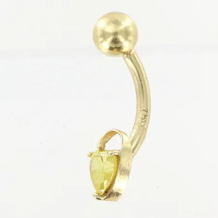 Piercingsmycke med gul sten 20x5mm, 18K Vikt: 1,3 g