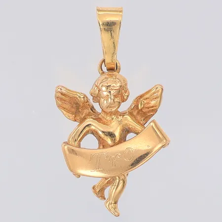 Hänge ängel Guldfynd "tro" 22mm, 18K Vikt: 2,8 g