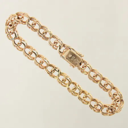 Armband Bismarck längd 19,5cm bredd 7,6mm en skev länkbit 18K Vikt: 19 g