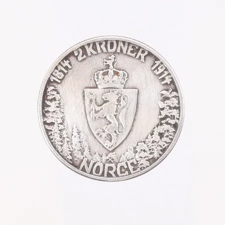 Silvermynt, Norge "2 Kroner" år 1814-1914, 800/1000 silver Vikt: 15 g