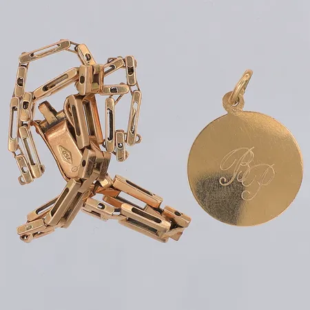 Armband defekt av, hänge gravyr, 18K Vikt: 12,5 g