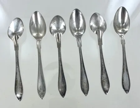 Kaffeskedar spets 6st längd 12 cm, silver   Vikt: 81,2 g