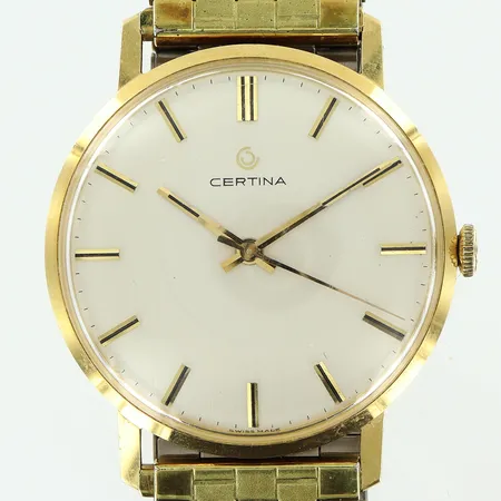 Herrur Certina 18K manuell Ø34mm, sekundvisare, flexlänk i metall, tunna repor på glas, gravyr, inga tillbehör, bruttovikt 55,3g.