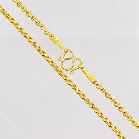 Kedja längd 43,5cm bredd 3,5mm Thaiguld 1 Baht 23K Vikt: 15,2 g