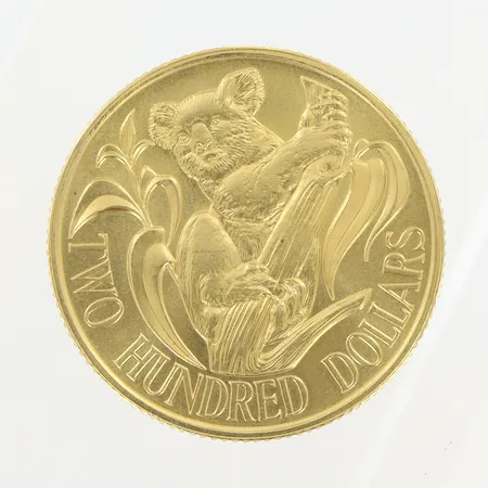 Mynt Elisabeth II Australia 1983, Two hundred dollars, med fodral och informationsblad, 22K. Vikt: 10 g