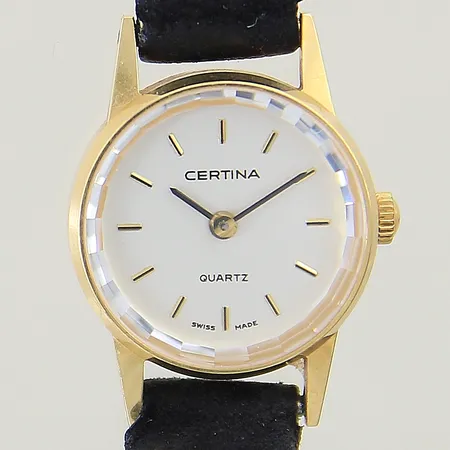 Damur Certina 18K quartz Ø18mm boettnr: 133.9098.68 går ej behov av batteribyte läderband original med slitage doubléspänne inga tillbehör
