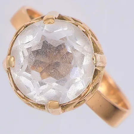 Ring vit sliten sten Viikinniemi år 1970 stl:17, gravyr, 14k Vikt: 3,2 g