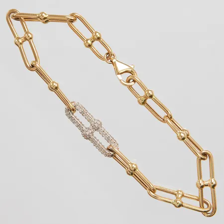 Armband längd: 19cm, bredd: 5,4-7,6mm, vita stenar, OBS! Ej märkesdesign! 18K Vikt: 6,5 g