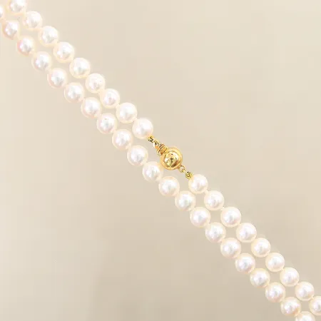 Pärlcollier 64st odlade saltvattenpärlor GHA Ø6,3mm längd 43cm 18K Vikt: 0 g
