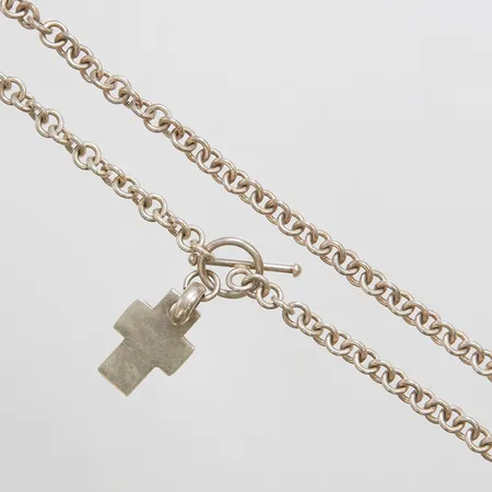 Kedja Ärtlänk med hänge kors längd: 49,5cm, bredd: 6mm, silver 925/1000 Vikt: 36,3 g
