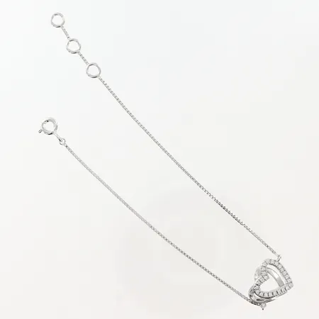 Armband Guldfynd längd 17-19cm, bredd 1-12mm, integrerat hjärta med vita stenar, silver 925/1000 Vikt: 1,9 g