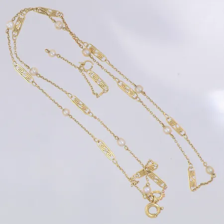 Collier pärlor defekt av, två delar, 14K Vikt: 2,1 g
