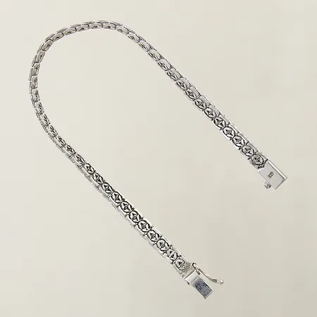 Armband halvstelt längd 19cm bredd 5mm skev länk silver 835/1000 Vikt: 9,3 g