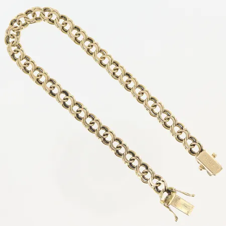 Armband Bismarck längd 19,7mm, bredd 5,7mm, smärre slitage på länkbitar vid låset, 18K. Vikt: 13,2 g