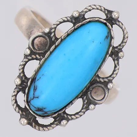 Ring turkos stl:16¼, 830/1000 silver Vikt: 3,6 g Skickas med postpaket.