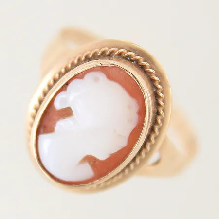 Ring kamé stl:19¼ bredd 2,3-17,5mm ojämn skena 14K Vikt: 3,1 g