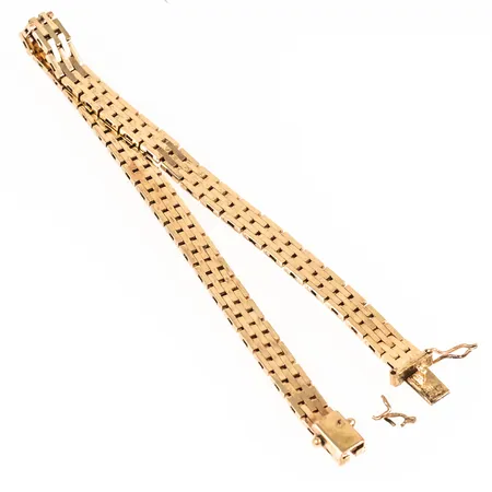 Armband Korridor längd 19cm bredd 5mm, defekt säkerhetsåtta 14K 12,2g.