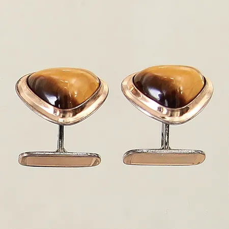 Manschettknappar med tigeröga 17x21mm delvis förgyllda silver 813/1000 Vikt: 14,5 g