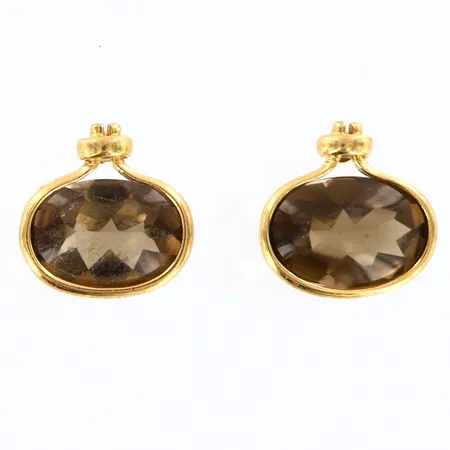 Örhängen Savannah formgivna av Vivianna Torun Bülow-Hübes, Georg Jensen, fasettslipad rökkvarts, 15x17mm, 18K Vikt: 2,1 g