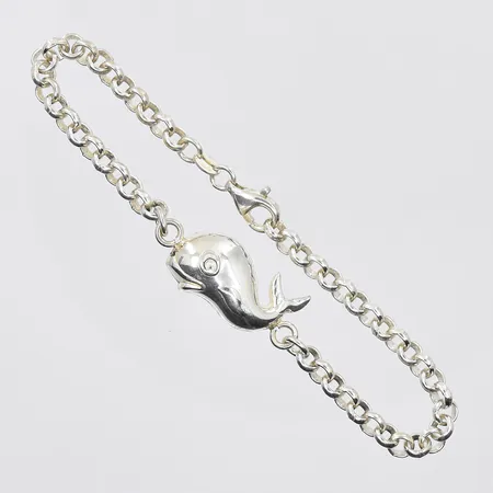 Armband med val längd 19½ cm, länkens bredd 5 mm, silver 925/1000. Vikt: 9,9 g
