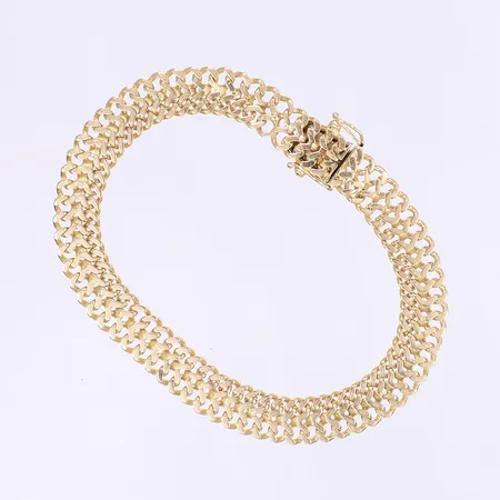Armband Fiskben 20cm, bredd 9mm, defekt låsåtta 18K  Vikt: 21,6 g