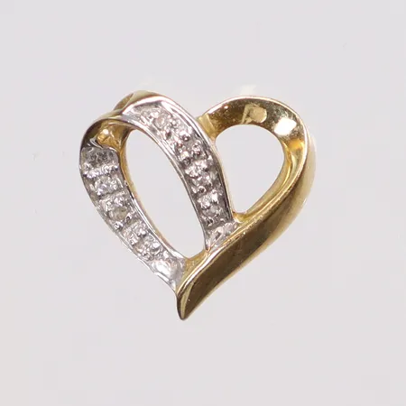 Hänge hjärta tvåfärgat med diamanter 5xca0,005ct 12x13mm GHA 18K Vikt: 1,1 g på auktion i Göteborg Mölndal hos Pantbanken Sverige