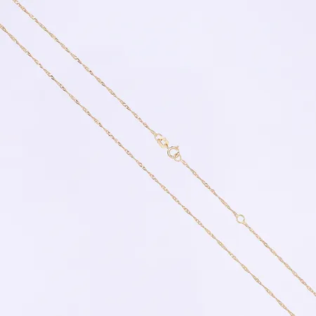 Halskedja Singapore GHA justerbar total längd 44cm, bredd 1mm, 18K Vikt: 1,3 g