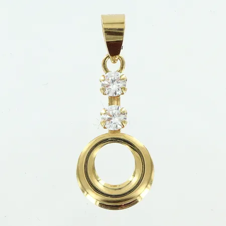 Hänge 19x7mm vita stenar, 18K Vikt: 0,3 g