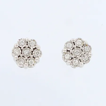 Örhängen med diamanter GHA, ca 0,12ctv, Ø6mm, vitguld, 18K Vikt: 2 g