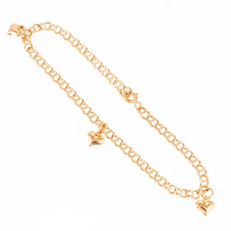 Armband Bismarck med tre hjärtan längd 17,5cm bredd 3mm, 18K 2,8g.