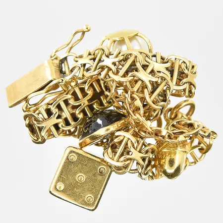 Diverse defekt guld med stenar, 18K. Vikt: 12,7 g