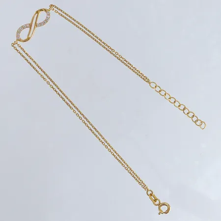 Armband med oändlighet symbol justerbar längd 16-19cm bredd 1-6mm 21K Vikt: 2,3 g