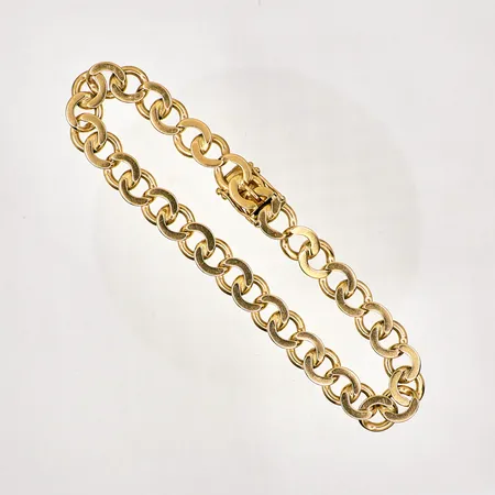 Armband massivt längd 21cm, bredd 8mm, kistlås, Svenska stämplar, 18K Vikt: 29 g