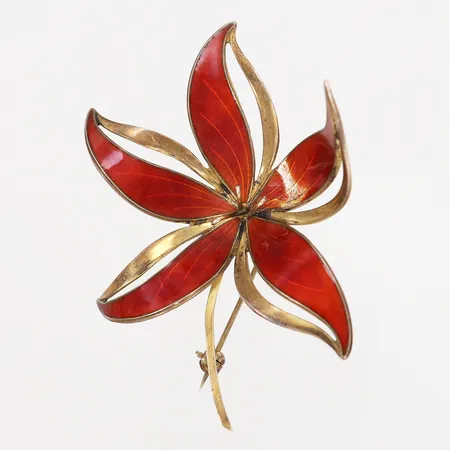 Brosch med emalj förgylld 7,5cm, emalj med färgbortfall, Norge, sterling Silver 925/1000 Vikt: 15,3 g