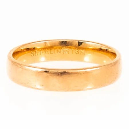 Ring slät stl:17¼ bredd 4mm höjd 1,3mm, Schalins, repor, 18K 4,0g.