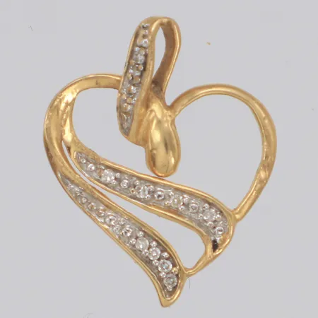  Hänge med vita stenar, längd 28mm, defekt, 18K Vikt: 1 g