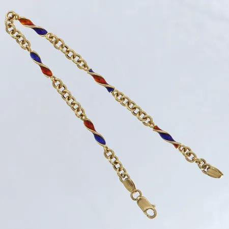 Armband med emalj längd 18cm bredd 2-4mm 18K Vikt: 5,7 g