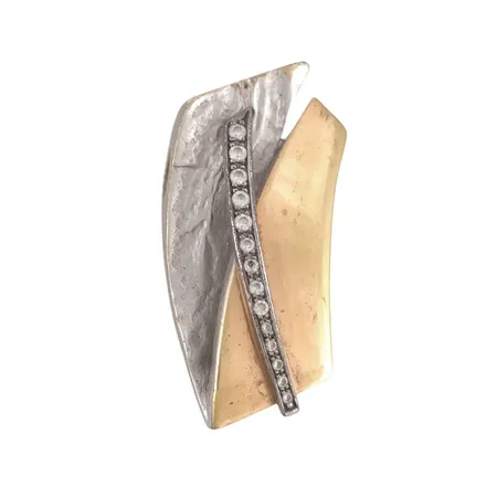 Hänge stor modell silver 925/1000, vita stenar, delvis förgylld, längd 30 mm, bredd 15 mm, tillverkarstämpel SURENO, stenar utan anmärkning Vikt: 6,9 g