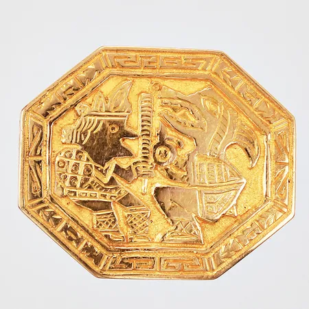 Brosch saknar nål längd: ca 4,7cm bredd: ca 18-39mm ostämplad 18K Vikt: 23,5 g