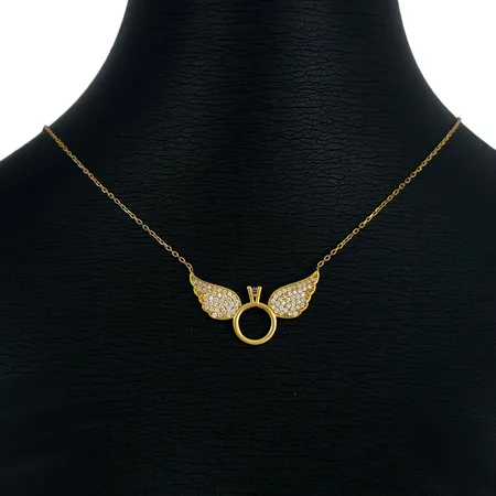 Collier i 18K guld med integrerat Hänge 17x29 mm, vita stenar, collierets längd 44,0 - 46,5 cm, kedjans bredd 1 mm, fint skick, stenar utan anmärkning Vikt: 3,5 g