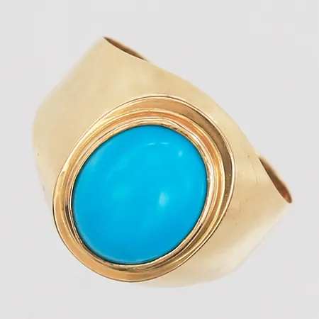Ring med turkosfärgad sten stl:17½, bredd 4-15mm, Ge-Kå-Smycken G Kaplan, Stockholm, 18K Vikt: 3,9 g