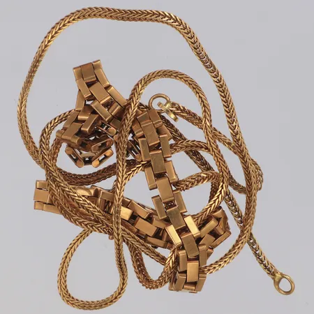 Kedja längd 50,5cm, Armband längd 20cm, defekt, 18K Vikt: 19,1 g
