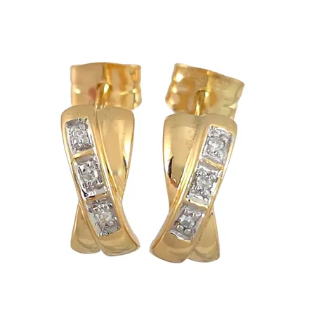 Diamantörhängen i 18K guld Guldfynd (GHA), Diamanter 6 x 0,003ct, längd 10 mm, bredd 4,5 mm, originalploppar, fint skick Vikt: 1,2 g