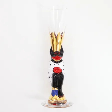 Snappsglas Orrefors Nobel Djävulsglas formgivare Gunnar Cyrén, 16,5cm, vit, etikettmärkt, monogramsignerad Vikt: 0 g