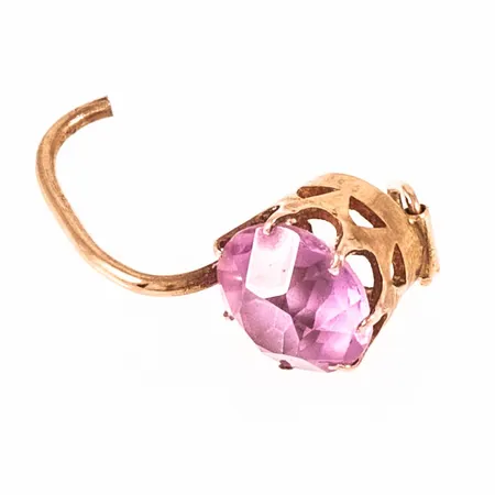 Ett örhänge med rosa sten, defekt krok, 14K 0,7g.